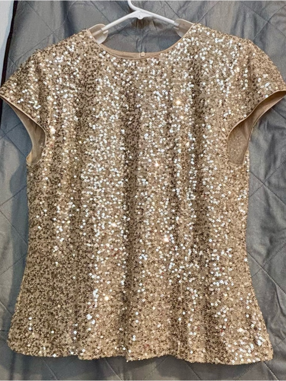 Eliza J Gold Sequin Short Sleeve Top